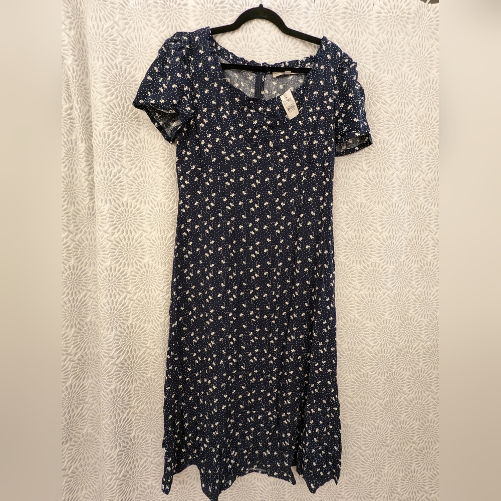 Loft dress navy floral sweetheart